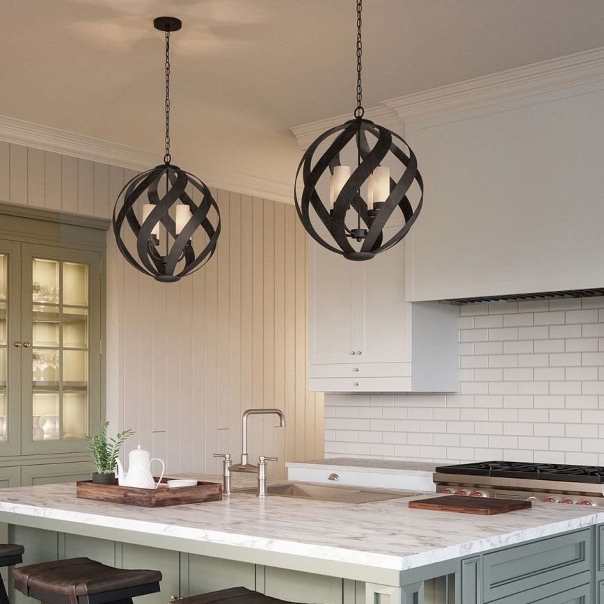 Quintiesse - Lustre exterior com corrente BLACKSMITH 4xE14/40W/230V Ø 50,1 cm IP44 preto