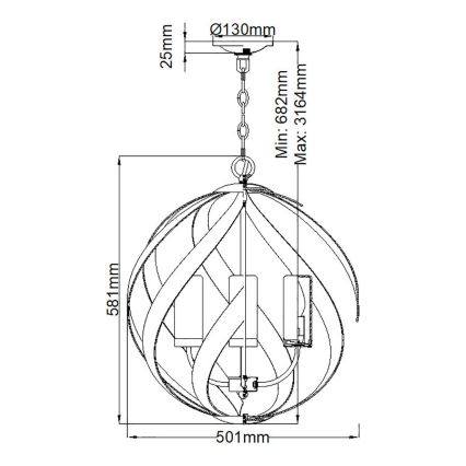 Quintiesse - Lustre exterior com corrente BLACKSMITH 4xE14/40W/230V Ø 50,1 cm IP44 preto
