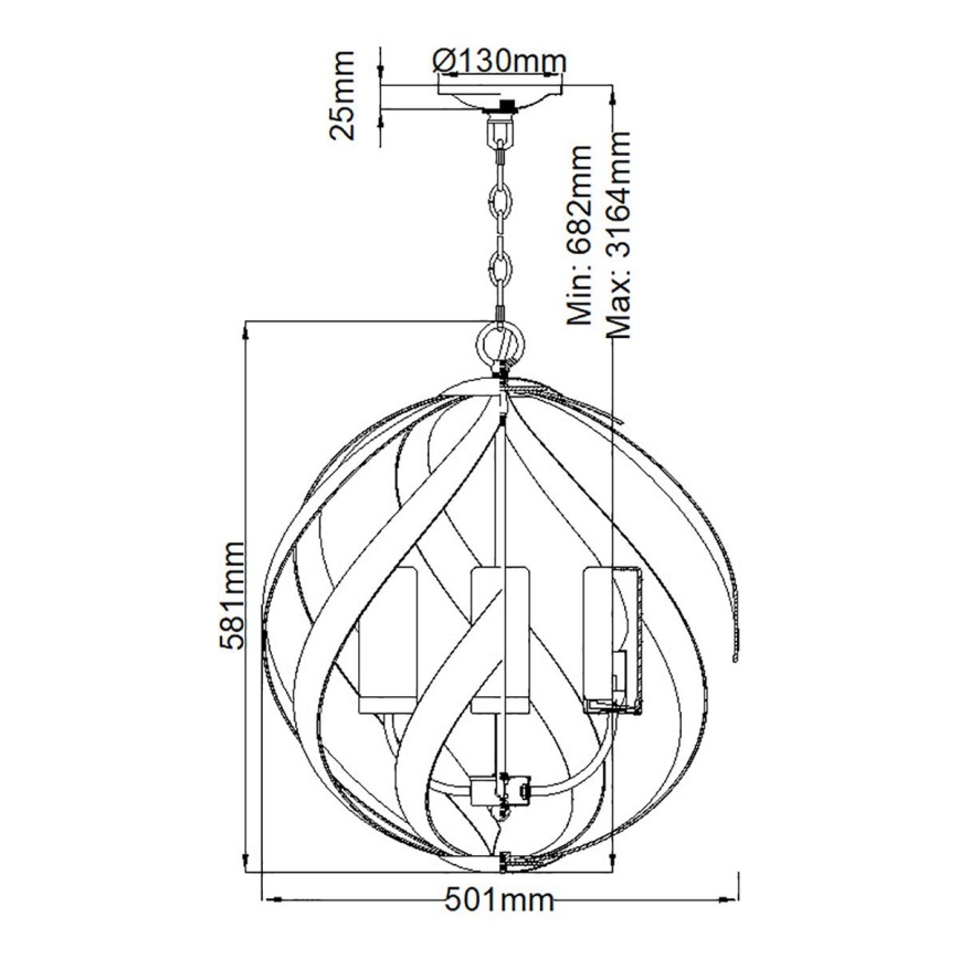 Quintiesse - Lustre exterior com corrente BLACKSMITH 4xE14/40W/230V Ø 50,1 cm IP44 preto