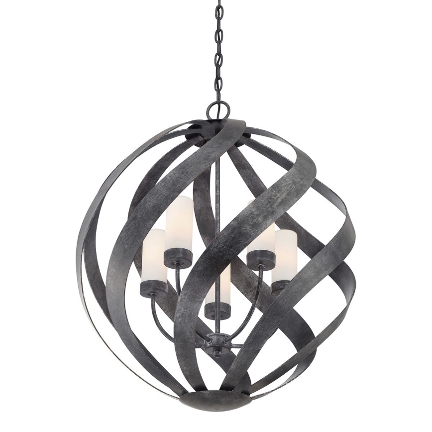 Quintiesse - Lustre exterior com corrente BLACKSMITH 5xE14/40W/230V Ø 66,4 cm IP44 preto