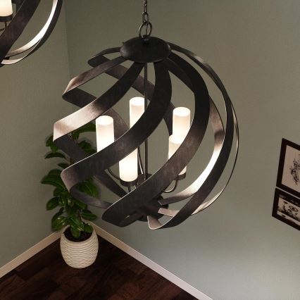 Quintiesse - Lustre exterior com corrente BLACKSMITH 5xE14/40W/230V Ø 66,4 cm IP44 preto