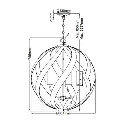 Quintiesse - Lustre exterior com corrente BLACKSMITH 5xE14/40W/230V Ø 66,4 cm IP44 preto