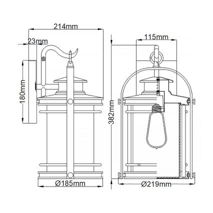 Quintiesse - Arandela exterior BOOKER M 1xE27/60W/230V IP44, acabamento cromo mate