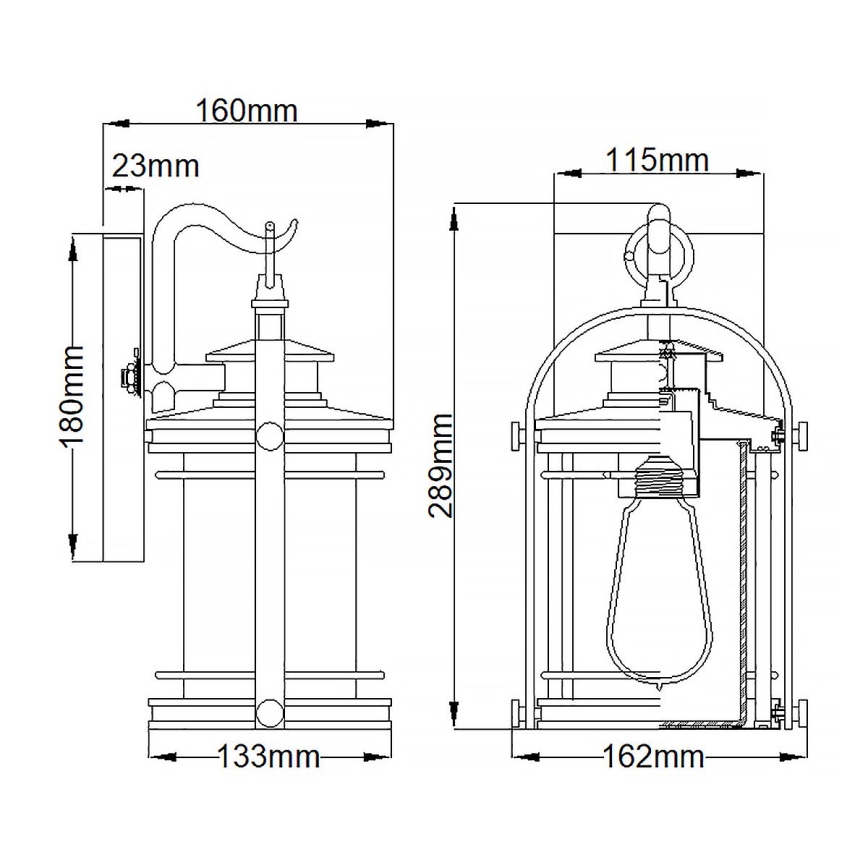 Quintiesse - Arandela exterior BOOKER S 1xE27/60W/230V IP44 cromo mate