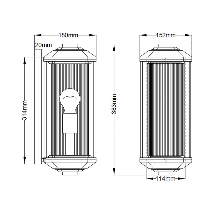 Quintiesse - Aplique de parede exterior CASTELLE M 1xE27/60W/230V IP44 preto