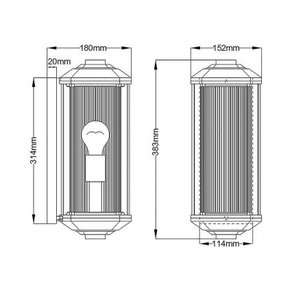 Quintiesse - Aplique de parede para exterior CASTELLE M 1xE27/60W/230V IP44 preto