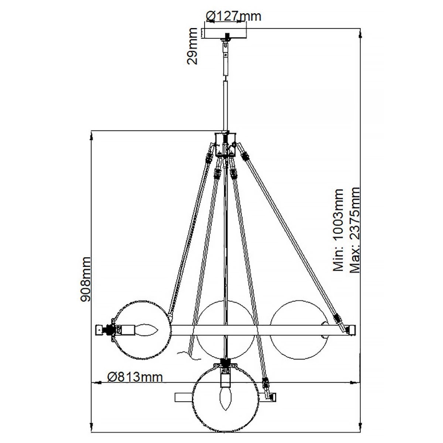 Quintiesse - Lustre em haste HARPER 7xE14/60W/230V Ø 81,3 cm cromado brilhante/fumê