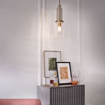 Quintiesse - Lustre com haste KIMROSE 1xE27/60W/230V Ø 17,8 cm dourado