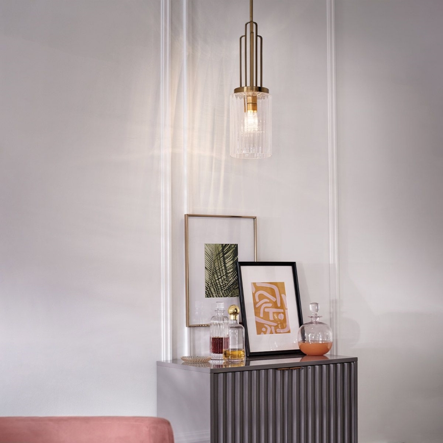 Quintiesse - Lustre com haste KIMROSE 1xE27/60W/230V Ø 17,8 cm dourado