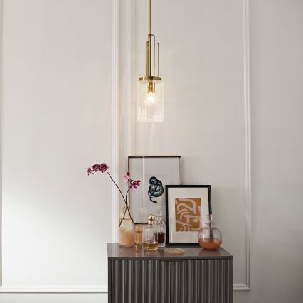 Quintiesse - Lustre com haste KIMROSE 1xE27/60W/230V Ø 17,8 cm dourado