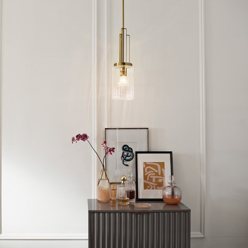 Quintiesse - Lustre com haste KIMROSE 1xE27/60W/230V Ø 17,8 cm dourado