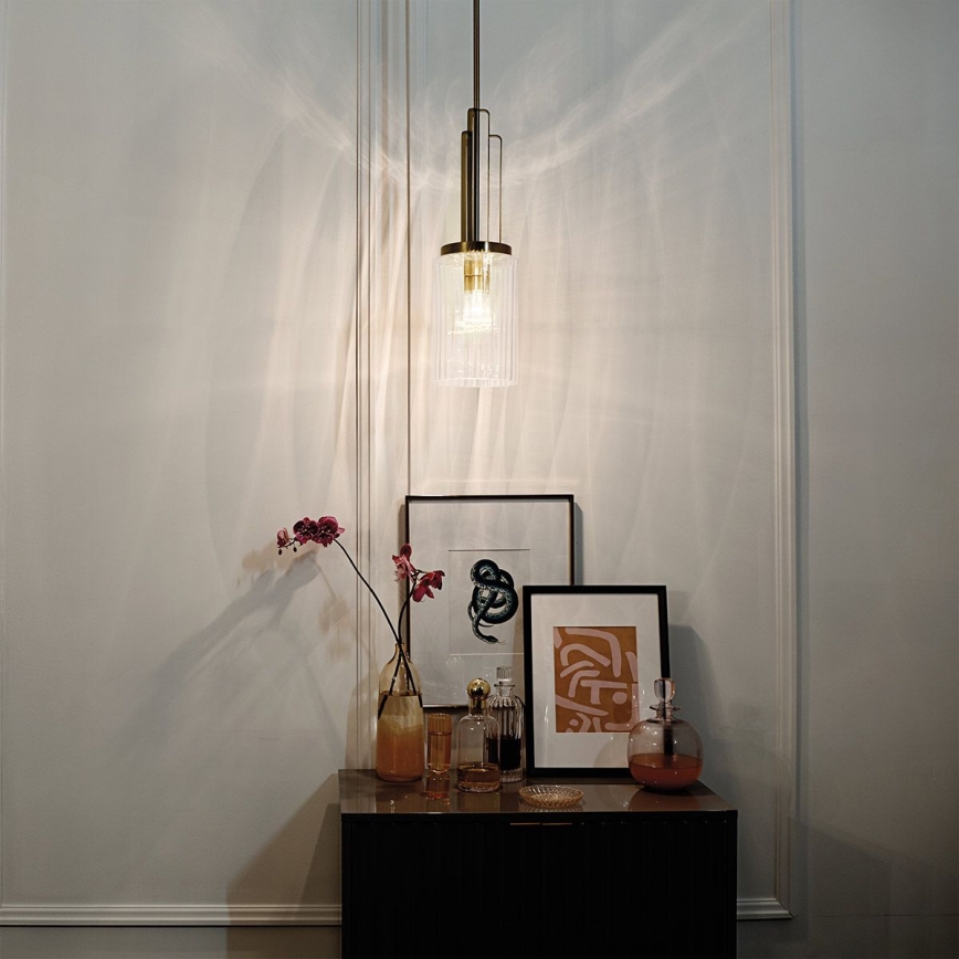 Quintiesse - Lustre com haste KIMROSE 1xE27/60W/230V Ø 17,8 cm dourado