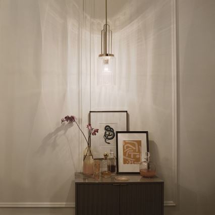 Quintiesse - Lustre com haste KIMROSE 1xE27/60W/230V diâmetro 17,8 cm cromado brilhante