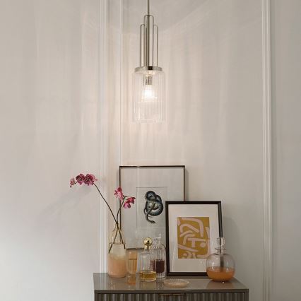 Quintiesse - Lustre com haste KIMROSE 1xE27/60W/230V diâmetro 17,8 cm cromado brilhante