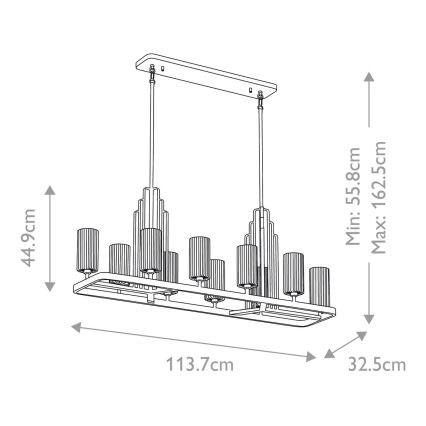 Quintiesse - Lustre de haste KIMROSE 10xE14/40W/230V cromo brilhante