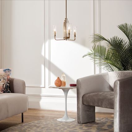 Quintiesse - Lustre em haste KIMROSE 3xE14/40W/230V Ø 45,9 cm dourado