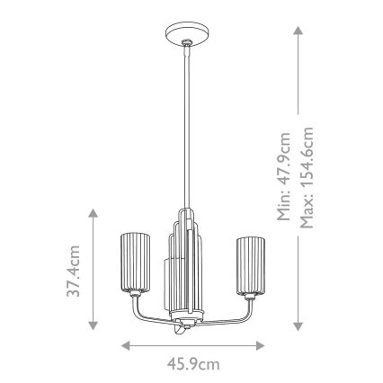 Quintiesse - Lustre em haste KIMROSE 3xE14/40W/230V Ø 45,9 cm dourado