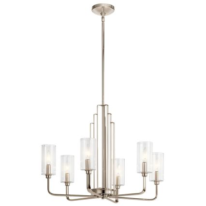 Quintiesse - Lustre de haste KIMROSE 6xE14/40W/230V Ø 68,6 cm cromado brilhante