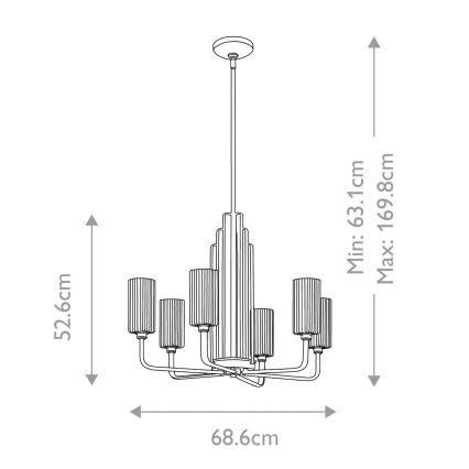 Quintiesse - Lustre de haste KIMROSE 6xE14/40W/230V Ø 68,6 cm cromado brilhante
