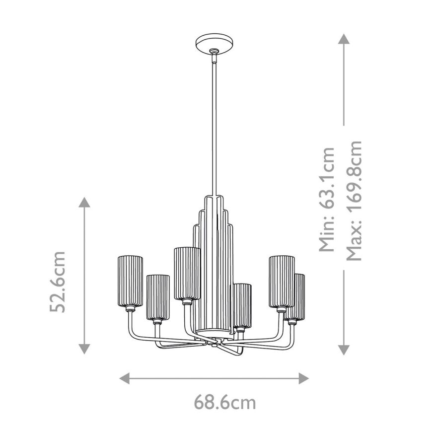 Quintiesse - Lustre de haste KIMROSE 6xE14/40W/230V Ø 68,6 cm cromado brilhante
