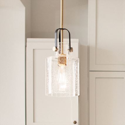 Quintiesse - Lustre com haste KITNER 1xE27/60W/230V Ø 18 cm dourado/preto
