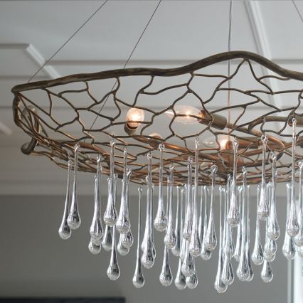 Quintiesse - Lustre suspenso por cabo LAGUNA 6xE14/40W/230V Ø 91,4 cm dourado