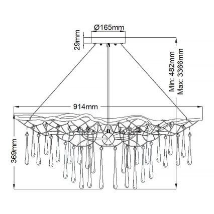 Quintiesse - Lustre suspenso por cabo LAGUNA 6xE14/40W/230V Ø 91,4 cm dourado
