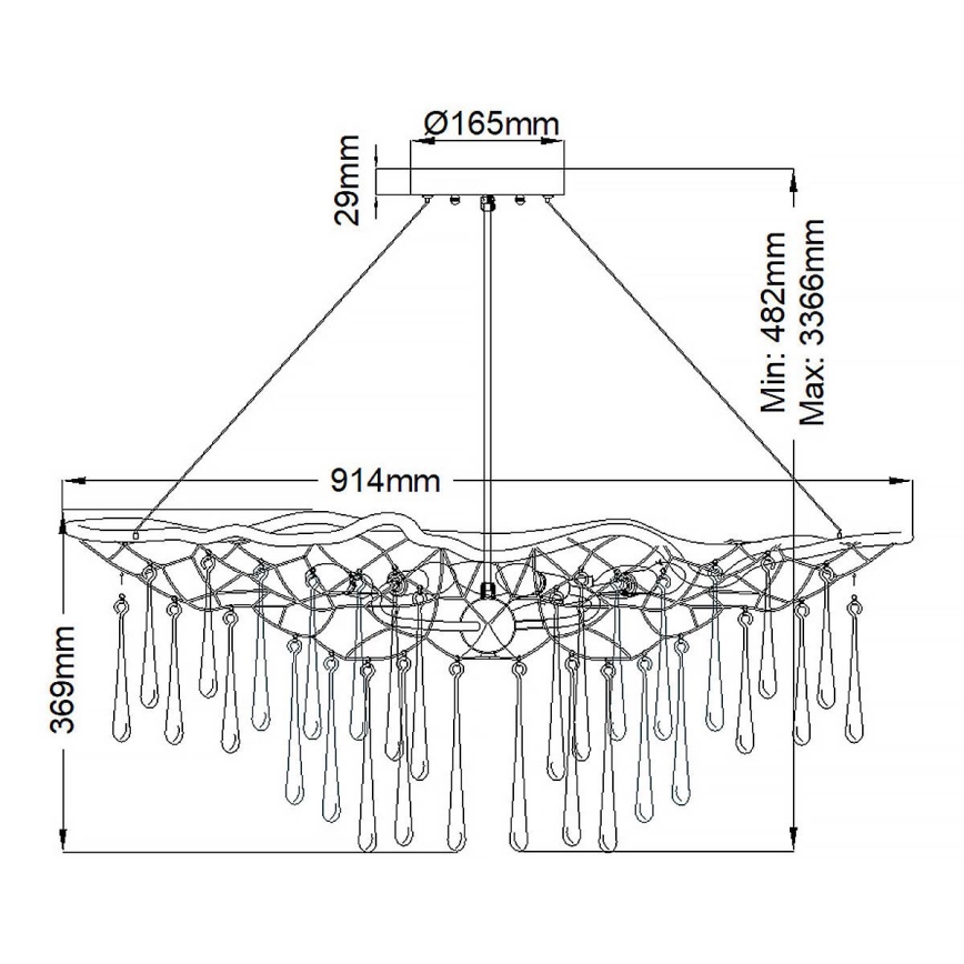 Quintiesse - Lustre suspenso por cabo LAGUNA 6xE14/40W/230V Ø 91,4 cm dourado