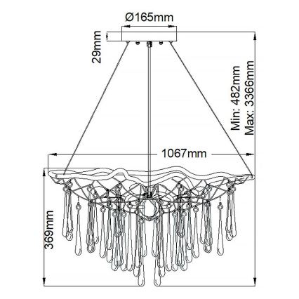 Quintiesse - Lustre pendente com cabo LAGUNA 8xE14/40W/230V Ø 106,7 cm dourado