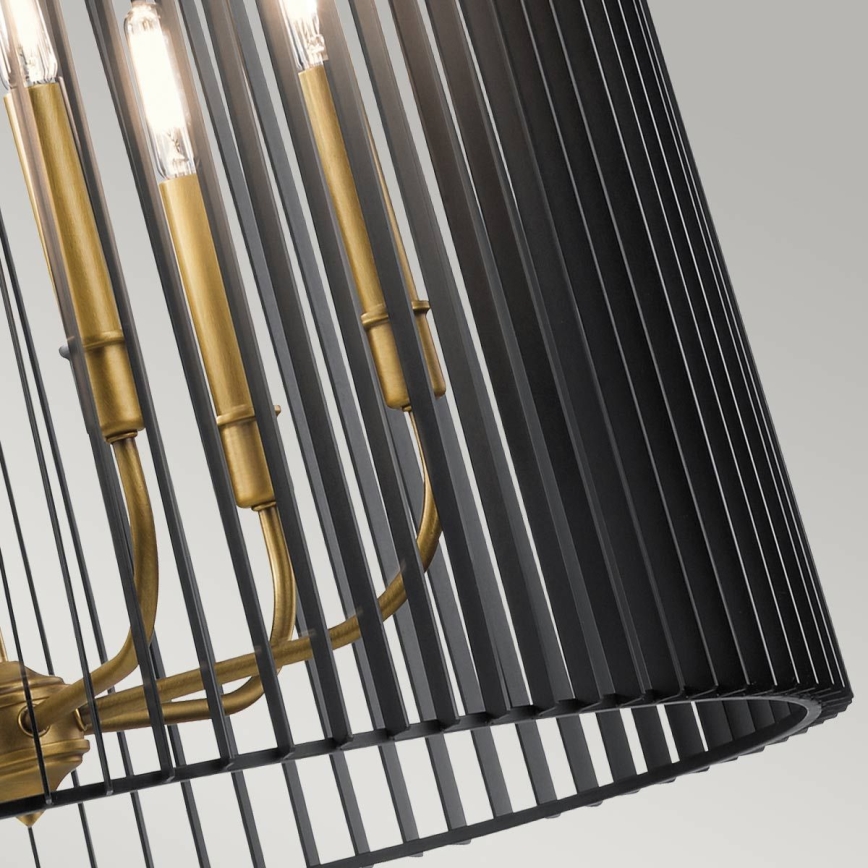 Quintiesse - Lustre em haste LINARA, 6xE14/60W/230V, diâmetro 66 cm, preto/dourado