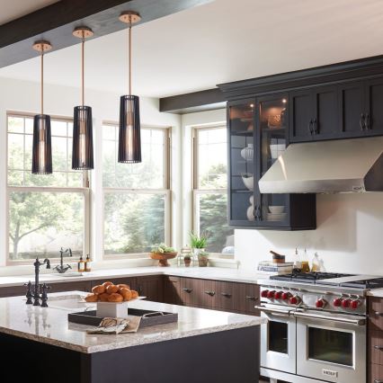 Quintiesse - Candeeiro suspenso com haste LINARA 1xE27/60W/230V Ø 15,2 cm preto/dourado