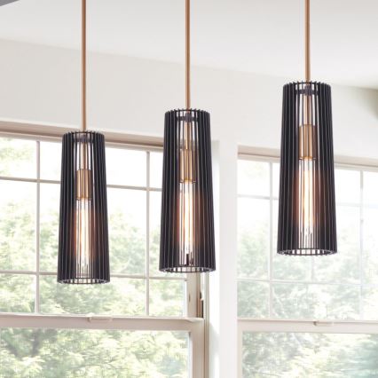 Quintiesse - Candeeiro suspenso com haste LINARA 1xE27/60W/230V Ø 15,2 cm preto/dourado