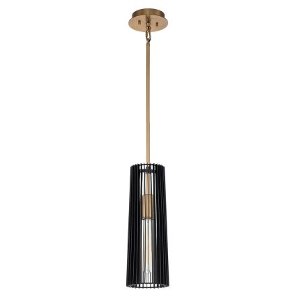 Quintiesse - Candeeiro suspenso com haste LINARA 1xE27/60W/230V Ø 15,2 cm preto/dourado