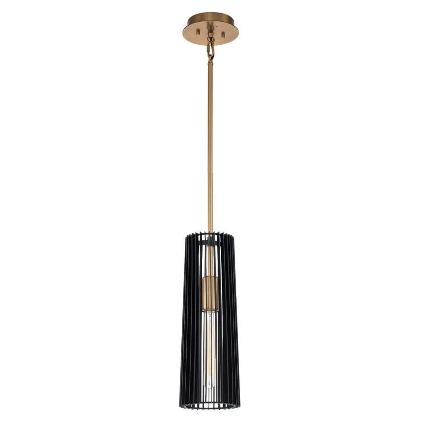 Quintiesse - Candeeiro suspenso com haste LINARA 1xE27/60W/230V Ø 15,2 cm preto/dourado