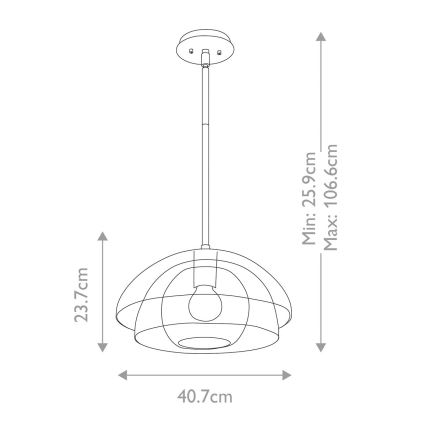 Quintiesse - Lustre com haste LOTUS 1xE27/60W/230V, Ø 40,7 cm, dourado