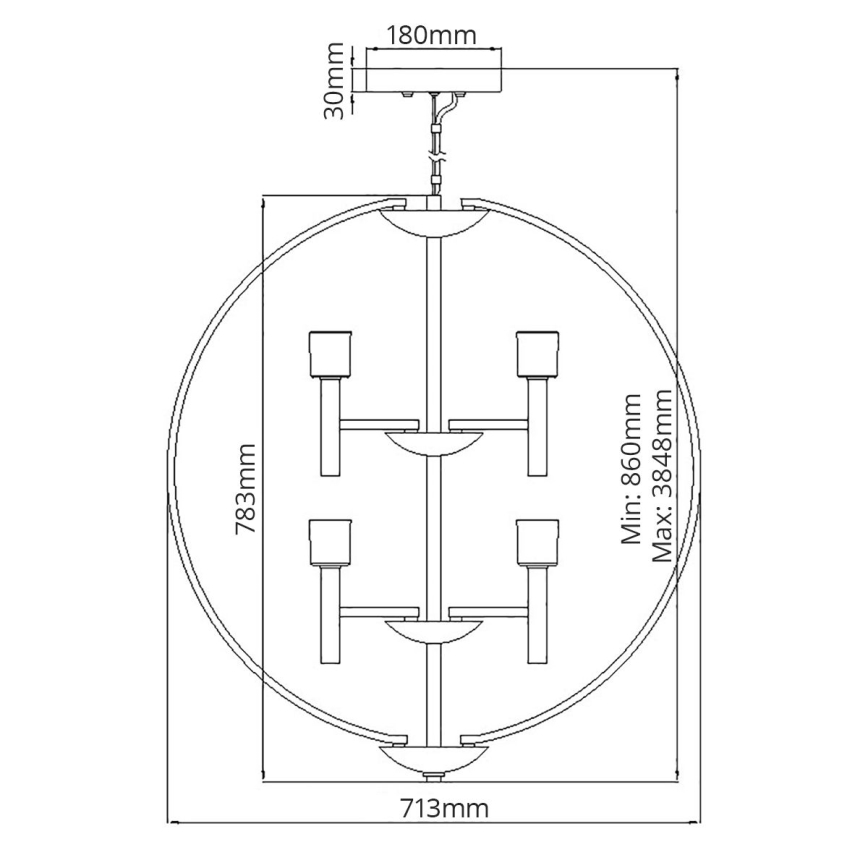 Quintiesse - Lustre LED suspenso em cabo MONDO 8xG9/3W/230V diâmetro 71,3 cm cromado brilhante