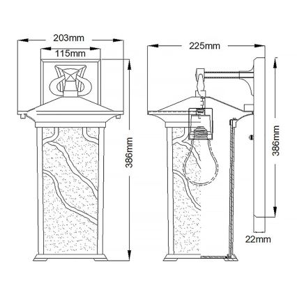 Quintiesse - Candeeiro de parede para exterior MORRIS L 1xE27/60W/230V IP44 bronze