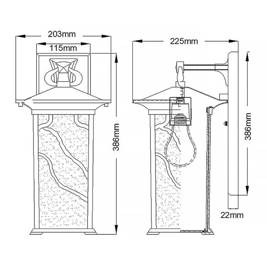Quintiesse - Candeeiro de parede para exterior MORRIS L 1xE27/60W/230V IP44 bronze