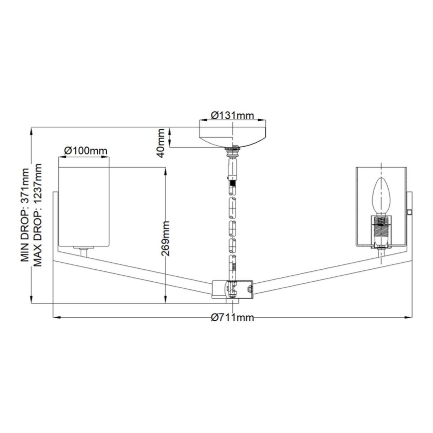 Quintiesse - Lustre em haste NYE 6xE14/40W/230V Ø 71,1 cm cromado mate