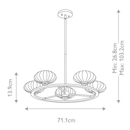 Quintiesse - Lustre LED para casa de banho em haste PIM 5xG9/3W/230V Ø 71,1 cm IP44 dourado