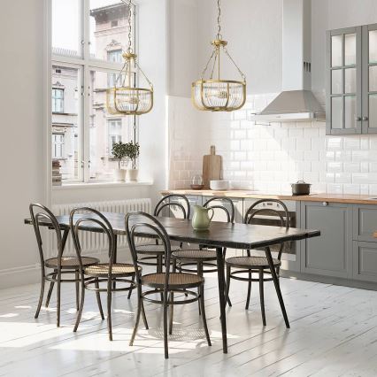 Quintiesse - Lustre suspenso em corrente ROUX 3xE27/60W/230V Ø 40,6 cm dourado