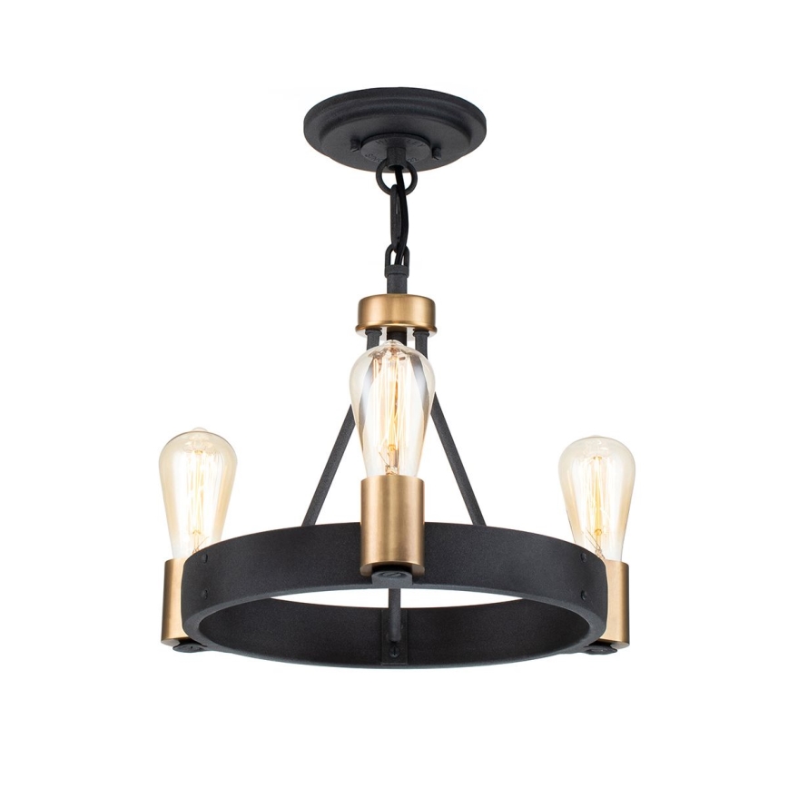 Quintiesse - Lustre de haste SILAS 3xE27/60W/230V Ø 42,2 cm preto/dourado