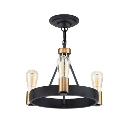 Quintiesse - Lustre de haste SILAS 3xE27/60W/230V Ø 42,2 cm preto/dourado