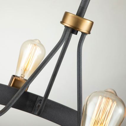 Quintiesse - Lustre com haste SILAS 4xE27/60W/230V Ø 54,9 cm preto/dourado
