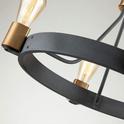 Quintiesse - Lustre com haste SILAS 4xE27/60W/230V Ø 54,9 cm preto/dourado