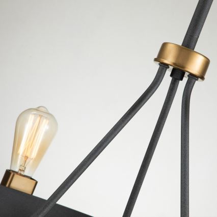 Quintiesse - Lustre suspenso em haste SILAS 6xE27/60W/230V Ø 72,3 cm preto/dourado