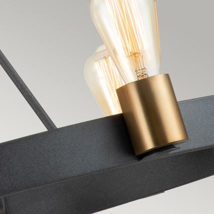 Quintiesse - Lustre suspenso em haste SILAS 6xE27/60W/230V Ø 72,3 cm preto/dourado