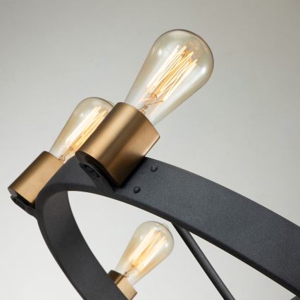 Quintiesse - Lustre em haste SILAS 8xE27/60W/230V Ø 82,9 cm preto/dourado