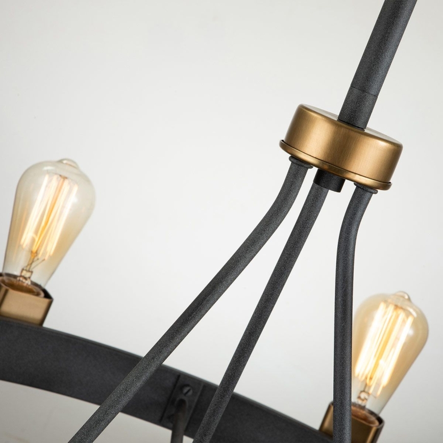 Quintiesse - Lustre em haste SILAS 8xE27/60W/230V Ø 82,9 cm preto/dourado