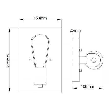 Quintiesse - Aplique de parede SILAS 1xE27/60W/230V preto/dourado